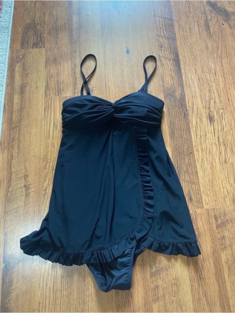 Black Ruffled Swimdress